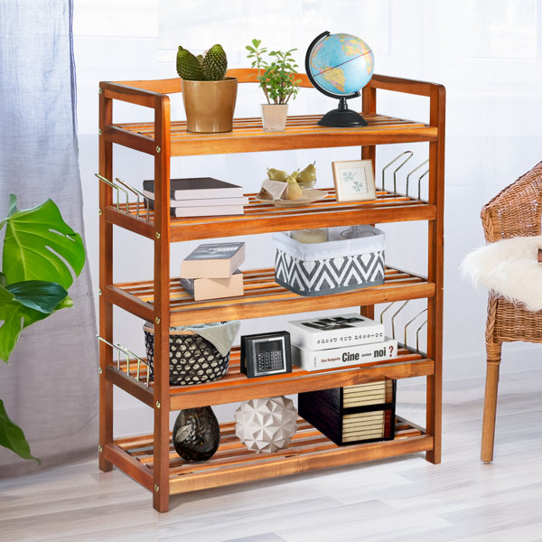 Bay Isle Home 5-Tier Wood Freestanding Heavy-duty 18 Pair Shoe Rack